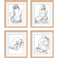 Framed 'Sitting Pose 4 Piece Framed Art Print Set' border=