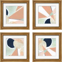 Framed 'Peach Eclipse 4 Piece Framed Art Print Set' border=