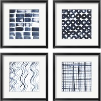 Framed Indigo Ripple 4 Piece Framed Art Print Set