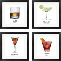 Framed 'Classic Happy Hour 4 Piece Framed Art Print Set' border=