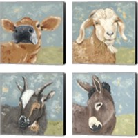 Framed 'Farm Life Animal 4 Piece Canvas Print Set' border=