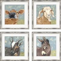 Framed 'Farm Life Animal 4 Piece Framed Art Print Set' border=