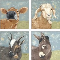 Framed 'Farm Life Animal 4 Piece Art Print Set' border=