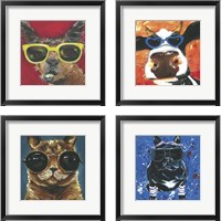 Framed 'Dapper Animal 4 Piece Framed Art Print Set' border=