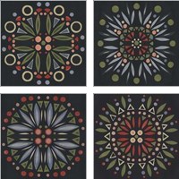 Framed 'Folk Mandala 4 Piece Art Print Set' border=