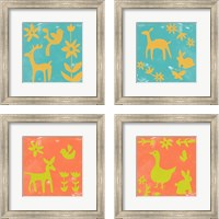 Framed 'Otomi Tile 4 Piece Framed Art Print Set' border=