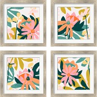 Framed 'Cut Paper Garden 4 Piece Framed Art Print Set' border=