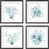 Framed 'Ocean Cameo 4 Piece Framed Art Print Set' border=