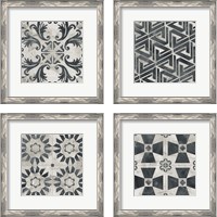 Framed 'Neutral Tile Collection 4 Piece Framed Art Print Set' border=