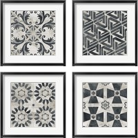 Framed 'Neutral Tile Collection 4 Piece Framed Art Print Set' border=