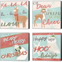 Framed 'Retro Christmas 4 Piece Canvas Print Set' border=