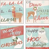 Framed Retro Christmas 4 Piece Art Print Set