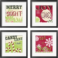 Framed 'Let's Get Jolly 4 Piece Framed Art Print Set' border=