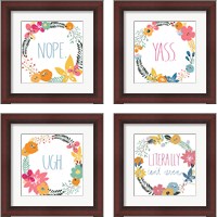 Framed 'Snarky Florals 4 Piece Framed Art Print Set' border=