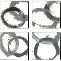 Framed Circular Reaction BW 4 Piece Canvas Print Set