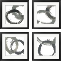 Framed 'Circular Reaction BW 4 Piece Framed Art Print Set' border=