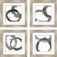 Framed 'Circular Reaction BW 4 Piece Framed Art Print Set' border=