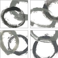 Framed 'Circular Reaction BW 4 Piece Art Print Set' border=