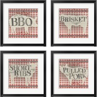 Framed Gingham BBQ 4 Piece Framed Art Print Set