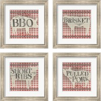 Framed 'Gingham BBQ 4 Piece Framed Art Print Set' border=