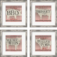 Framed 'Gingham BBQ 4 Piece Framed Art Print Set' border=