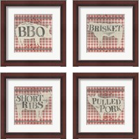 Framed 'Gingham BBQ 4 Piece Framed Art Print Set' border=