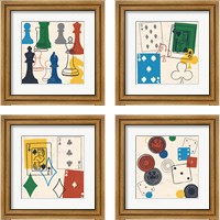 Framed 'Game Time 4 Piece Framed Art Print Set' border=