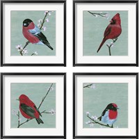 Framed Bird & Blossoms 4 Piece Framed Art Print Set