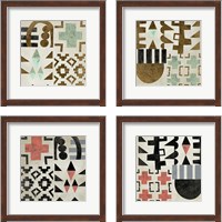 Framed 'Geo Tile 4 Piece Framed Art Print Set' border=