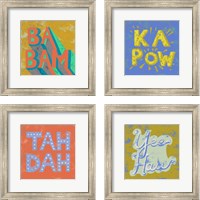 Framed 'Shout  4 Piece Framed Art Print Set' border=