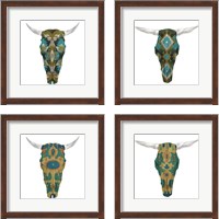 Framed 'Day of the Dead Skull Mount 4 Piece Framed Art Print Set' border=