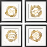 Framed Happy Holidays 4 Piece Framed Art Print Set