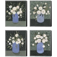 Framed Mason Jar Bouquet 4 Piece Canvas Print Set
