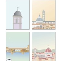 Framed 'Travel Europe with Duomo di Siena 4 Piece Art Print Set' border=