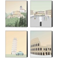 Framed 'Travel Europe with Pedona 4 Piece Canvas Print Set' border=