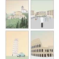 Framed Travel Europe with Pedona 4 Piece Art Print Set