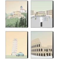 Framed 'Travel Europe with Pedona 4 Piece Canvas Print Set' border=