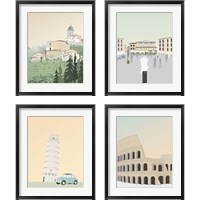 Framed 'Travel Europe with Pedona 4 Piece Framed Art Print Set' border=