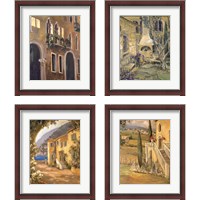 Framed 'Scenic Italy  4 Piece Framed Art Print Set' border=
