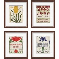 Framed 'Flower Seed Packs 4 Piece Framed Art Print Set' border=