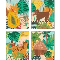 Framed 'Graphic Jungle 4 Piece Art Print Set' border=