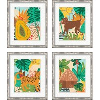 Framed 'Graphic Jungle 4 Piece Framed Art Print Set' border=