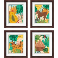 Framed 'Graphic Jungle 4 Piece Framed Art Print Set' border=