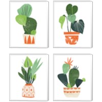 Framed 'Happy Plants 4 Piece Canvas Print Set' border=