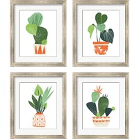 Framed 'Happy Plants 4 Piece Framed Art Print Set' border=