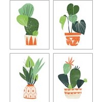 Framed 'Happy Plants 4 Piece Art Print Set' border=