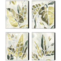 Framed Batik Leaves 4 Piece Canvas Print Set