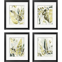Framed 'Batik Leaves 4 Piece Framed Art Print Set' border=