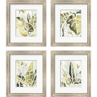 Framed 'Batik Leaves 4 Piece Framed Art Print Set' border=