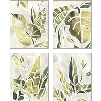 Framed 'Batik Leaves 4 Piece Art Print Set' border=
